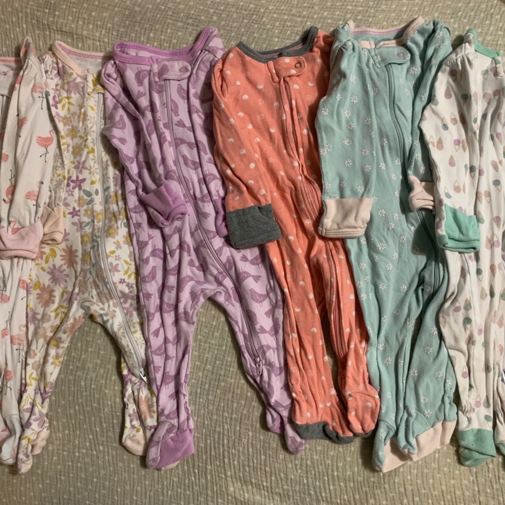 Baby girl sleepers footies lot of 6